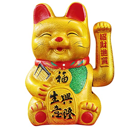 FANCY PUMPKIN Maneki Neko Smile Lucky Cat Winkender Arm Katze Porzellan 17,8 cm