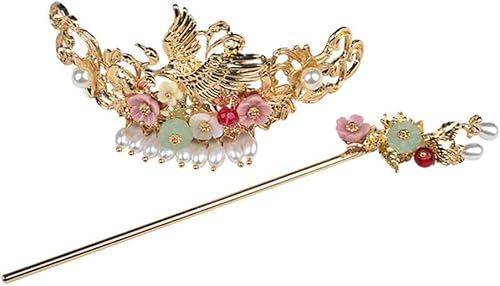 Hanfu-Kopfschmuck for Mädchen, Quaste, Step-Shake-Zubehör, chinesische antike goldene rosa Blumen-Haarnadel, geeignet for die meisten Damen- und Mädchen-Accessoires (Farbe: C)(Color:Onecolor)