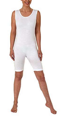 Normann Care Pflegebody Ärmellos Unisex, kurzer Pflegeoverall ohne Ärmel - mit Rückenreißverschluss, Grösse:XL, Farbe:Weiss