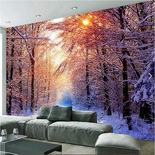 XLMING Winter Schnee Sonne Baum 3D Tapeten Home Esszimmer Sofa Schlafzimmer Wohnzimmer TV Hintergrund-400cm×280cm