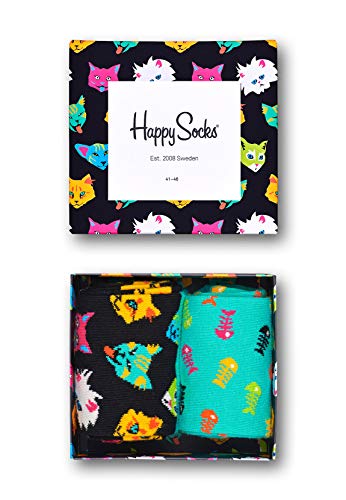 Happy Socks Herren Cat Gift Box Socken, Mehrfarbig (Multicolour 630), 7/10 (Herstellergröße: 41-46) (2er Pack)