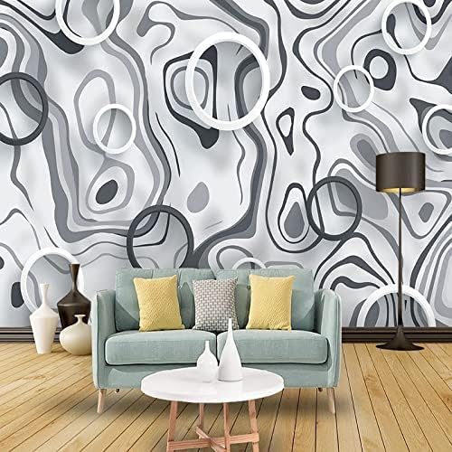 XLMING Einfacher Abstrakter Kreis 3D Tapete Home Dekoration Wohnzimmer Sofa Schlafzimmer Tv Hintergrund Wand-300cm×210cm