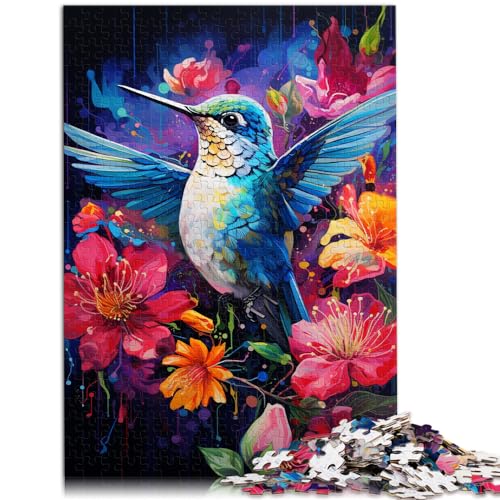 Puzzles Bunte psychedelische Farbe eines süßen Kolibris, 1000-teiliges Puzzle, Holzpuzzle als Geschenk für die ganze Familie, 1000 Teile (50 x 75 cm)