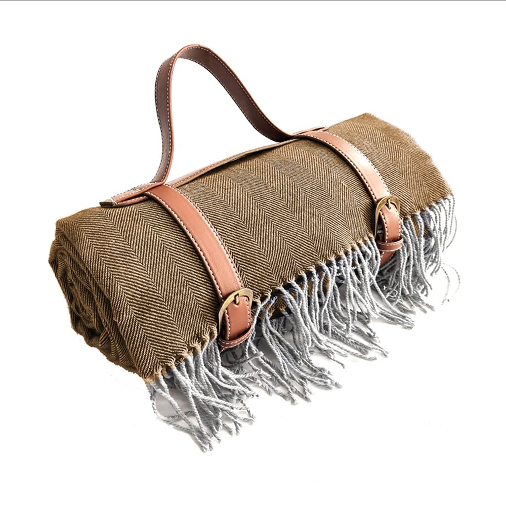 BFVAKBKYT Picknick-Reisedecke,Strand-Decke, Picknickmatte for den Außenbereich, Faltbare Stranddecke, tragbare Stranddecke mit Quaste for Camping auf Gras und Strandspielplatz(Brown)