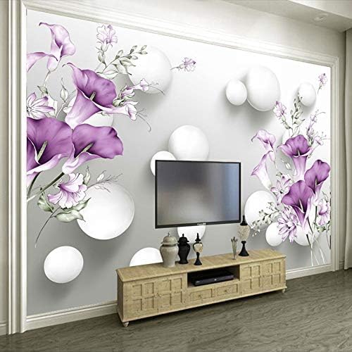 XLMING Weiße Bälle Und Petunien Küche Esszimmer Arbeitszimmer Wohnzimmer TV Hintergrund Wand 3D Tapete-350cm×256cm