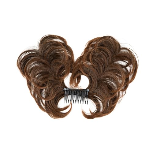 Haarteil Synthetisches, unordentliches Dutt-Haarteil, seitlicher Kamm, Clip-in-Haarknoten, natürlich, gerade, vielseitig, verstellbare Stile, Haarteil for Frauen Haarverlängerung(2T30)