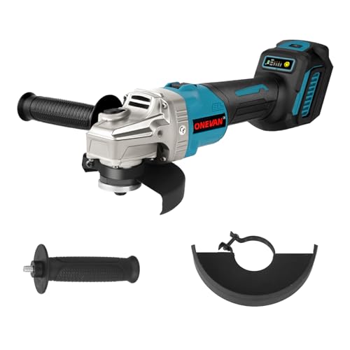 ONEVAN Akku Winkelschleifer, 125mm Bürstenloser Winkelschleifer, 6 Gang Regelbare Drehzahl, 700W Akku Trennschleifer Angle Grinder Winkelschleifer mit Drehzahlregelung