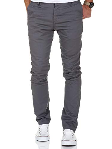 Amaci&Sons Herren Slim Fit Stretch Chino Hose Jeans 7100 Dunkelgrau W34/L32