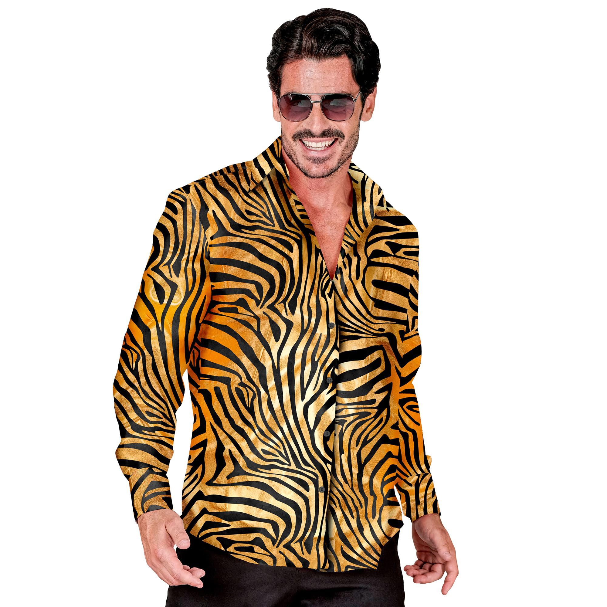 W WIDMANN MILANO Party Fashion - Party Fashion Hemd, Zebra Muster, Animal Print, Tierkostüm, Showmen, 80er Jahre, Disco Fever