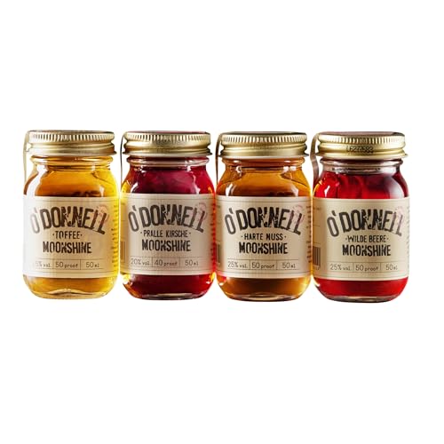 O`Donnell Moonshine Classic Mini Moonshine Jars in 4 Sorten, (4 x 50ml)