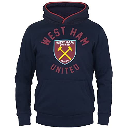 West Ham United FC - Jungen Fleece-Kapuzenpullover mit Grafik-Print - Offizielles Merchandise - Geschenk für Fußballfans - Dunkelblau/Weinrot - 10-11 Jahre