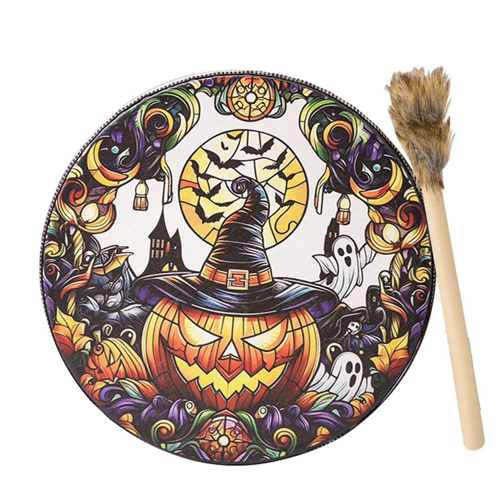 Halloween schamanische Trommel, Halloween schamanische Trommel - Meditationstrommel Schamanentrommel, Schamanische Trommel, Halloween-spirituelles Instrument, Werkzeuge für Schamanen Heiler