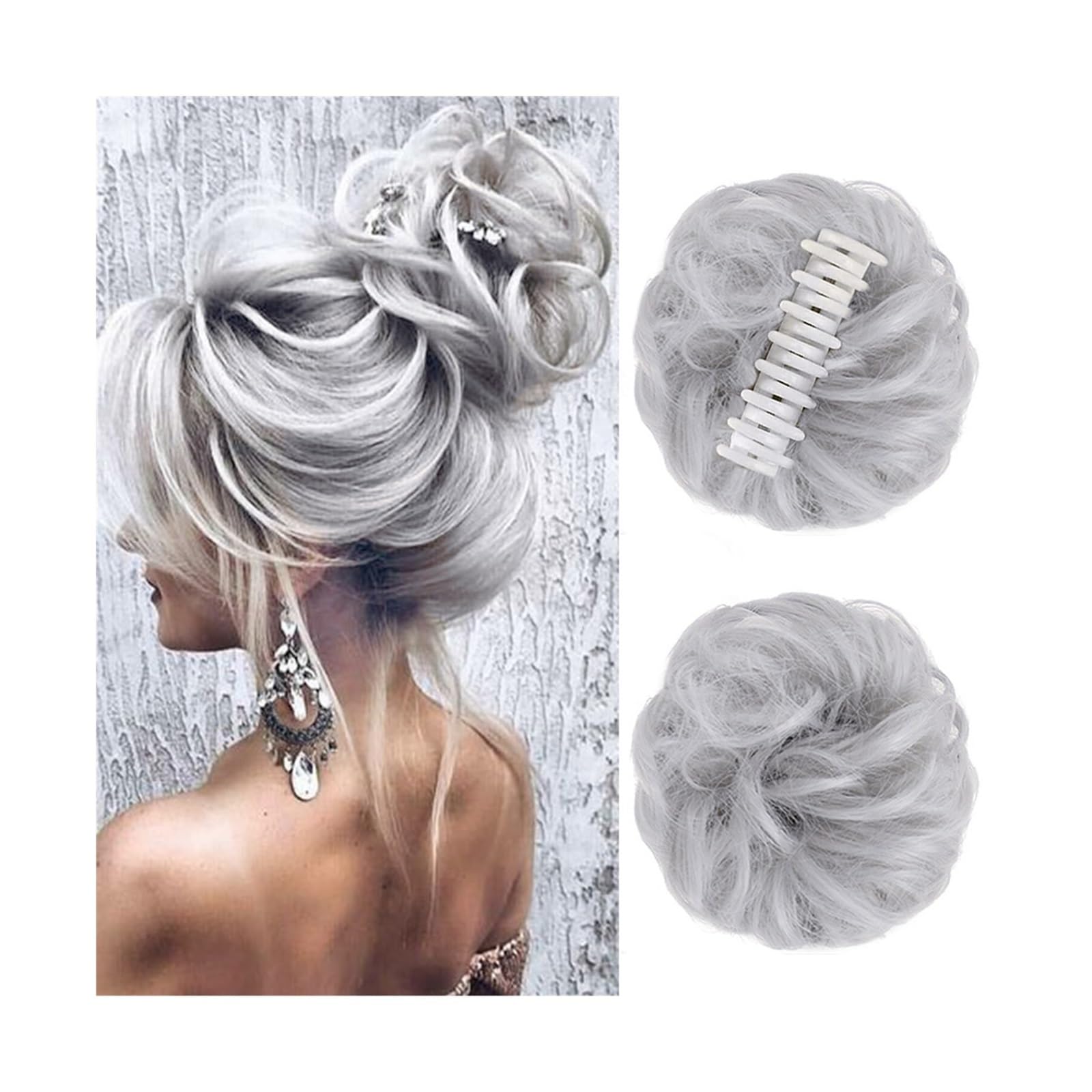 Haarteil Haargummi Synthetische Chignon Messy Bun Claw Clip-in-Haarteil, gewelltes, lockiges Haar, Dutt, Pferdeschwanz-Erweiterungen, Scrunchie-Haarteile for Frauen Haarverlängerung(T1B/4/30)