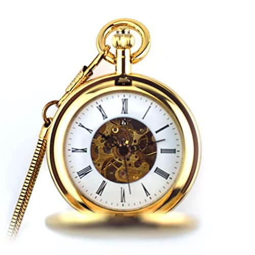 Taschenuhr und Kette, Vintage-Taschenuhr for Herren, Klappdeckel, reines Messing, doppelte Öffnung, Anhängeruhr mit klassischer Krone, Geschenke for Weihnachten, Abschlussfeier, Geburtstag, Vatertag (