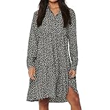 JDY Damen JDYPIPER L/S AOP Shirt Dress WVN NOOS Kleid, Dark Navy/AOP:Ditsy Flower, 34