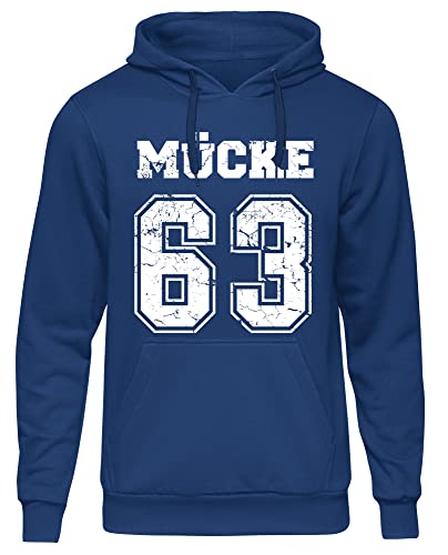 Uglyshirt Mücke 63 Herren Kapuzenpullover | Football Hoodie Kult Weltkulturerbe Pullover | M1 Blau (L)