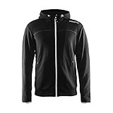 Craft Herren Sweatshirt Leisure Full Zip Hood, Black-Silver, XL