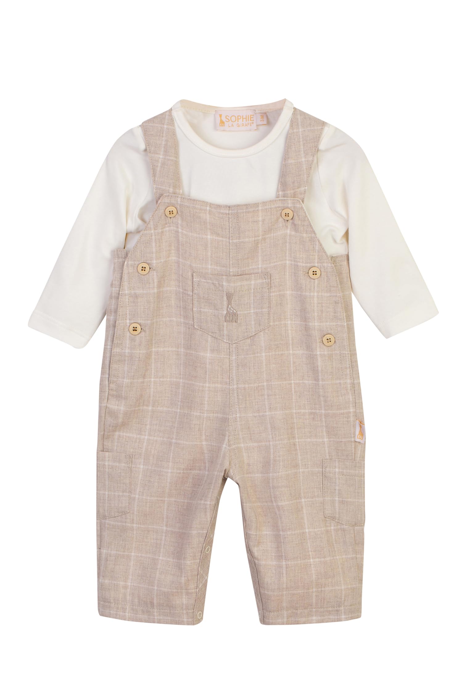 Sophie la girafe Set: Langarmshirt und Latzhose 44003 beige, Größe 68, 6 Monate