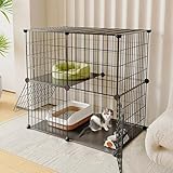 Großer abnehmbarer Katzenkäfig Laufstall für Innen Innen mit Tablett/Rädern/Hängematte, Innen-Catio-Außen-Katzengehege, Käfige, Hausbalkon, Katzenlaufstall for Critter Nation Cage