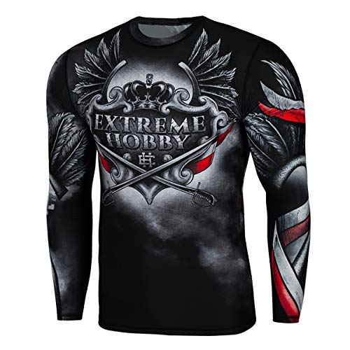 EXTREME HOBBY Langarm-Rashguard, Langen Ärmeln, Sport Tshirts Herren, Kampfsport, Funktionsshirt, Fitnessshirt Männer, Kompressionsshirt Rash Guard