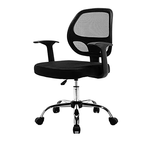 Bürostuhl Ergonomischer Bürostuhl mit mittlerer Rückenlehne, ergonomischer Bürostuhl mit Armlehnen, PC-Schreibtischstuhl, Drehstuhl aus schwarzem Netzstoff mit Lordosenstütze, Netzrückenlehne, 360°-Ro