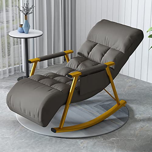 KLLJHB Sessel, bequemer Relax-Schaukelstuhl, moderner Schaukelstuhl, Mid-Century-Sessel, bequemer Schaukelstuhl, gepolsterter Sitz, für Einzelsofa-Relaxsessel im Wohnzimmer (Dunkelgrau 96