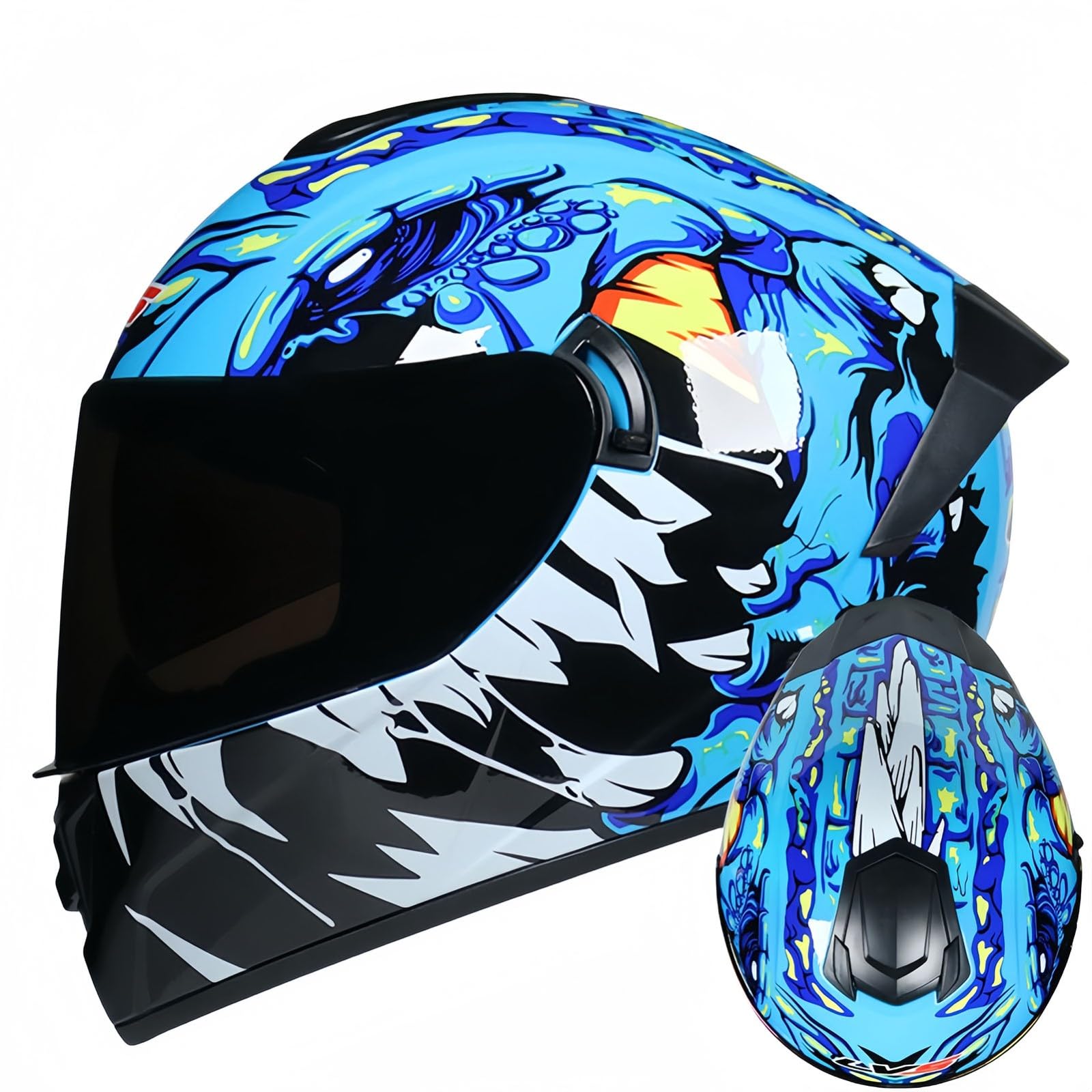 Integralhelm Mit Klappmechanismus, Modularer Motorradhelm, Integriertes Motorrad-Doppelvisier Für Männer Und Frauen, Straßenradhelm, Rennmopedhelm, DOT/ECE-Zulassung C,XL61-62CM