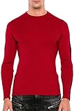 Cipo & Baxx Herren Rippenstrickpullover Langarmshirt Sweater Longsleeve Body Fit Sweatshirt Pulli Rot M