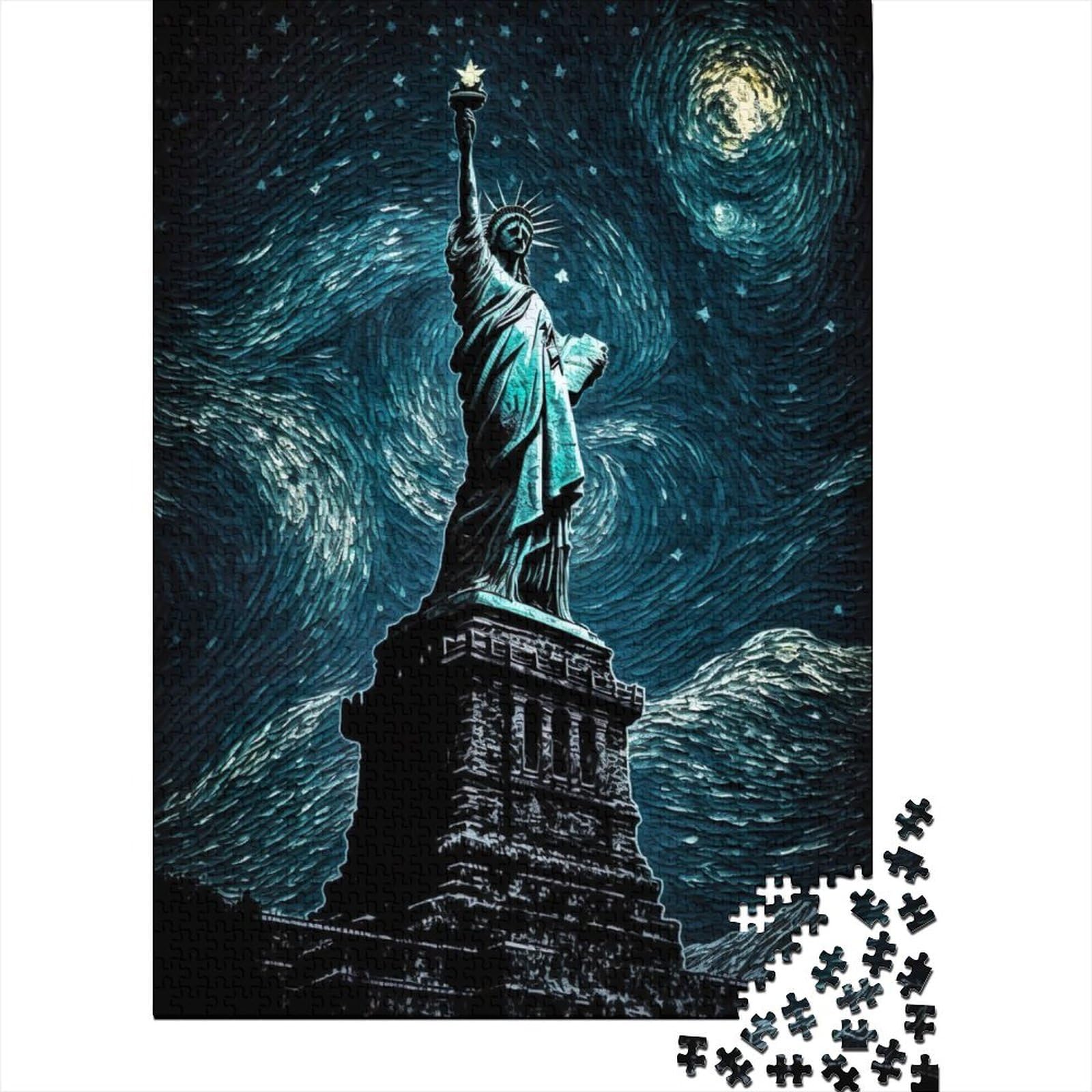 Freiheitsstatue-Gemälde-Puzzle für Erwachsene und Teenager, 1000-teiliges Puzzle für Erwachsene und Jugendliche Puzzles, praktisches Spiel, Familiendekoration, 75 x 50 cm