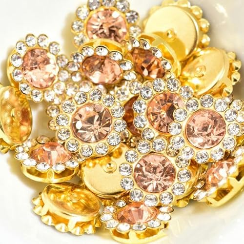 Bulk Flatback Strasssteine, Kristall Hotfix, Runde Strasssteine ​​in Sonnenblumenform mit goldener Unterseite, for Aufkleben, Glitzerkristalle, Strass for selbstgemachte Hochzeitskleider, 100 Stück(Ch