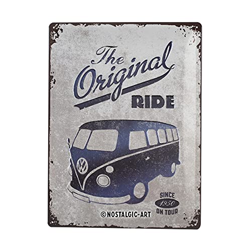 Nostalgic-Art Volkswagen Retro Blechschild - VW Bulli T1 - Original Ride, Blechschild als Vintage VW Bus Geschenk-Idee, zur Dekoration, 30 x 40 cm