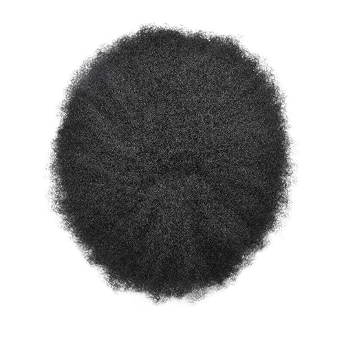 Herren Haarteil Herren-Toupet, Afro-Locken, Herren-Perücken, atmungsaktiv, Mono-Oberteil und PU-Umfang, männliche Haarkapillarprothese, 15,2 cm, Ersatzsystem, Einheit, Echthaar-Perücke Toupet für Männ