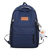 Modische High School College Büchertasche Mit Mehreren Fächern Für Schüler Einfarbig Nylon Rucksack Mit Großer Kapazität