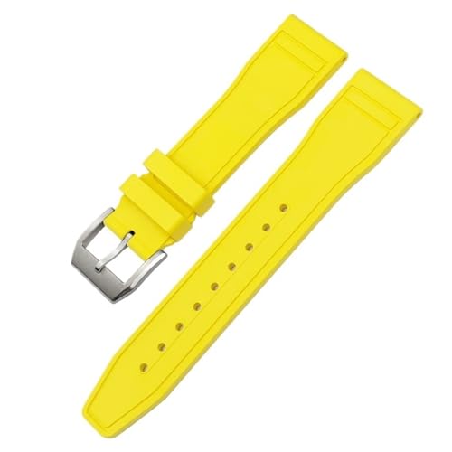 IOTUP FKM Armband aus Naturkautschuk, 20 mm, 21 mm, 22 mm, für IWC Big Pilot's Watches IW3881 IW3777, grün-gelb, bunt, weiches Fluorkautschuk-Armband, 22 mm, Achat