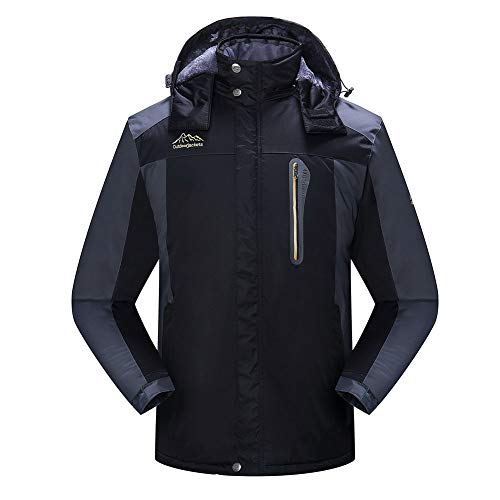 Damen/Herren Winterjacke Warm Fleecejacke Gefüttert Wasserdicht Regenjacke Verdickt Softshell Sport Outdoorjacke Windbreaker Jacke Mit Kapuze Bergsteigen Camping Trekking Reisen Mäntel Schwarz 9XL