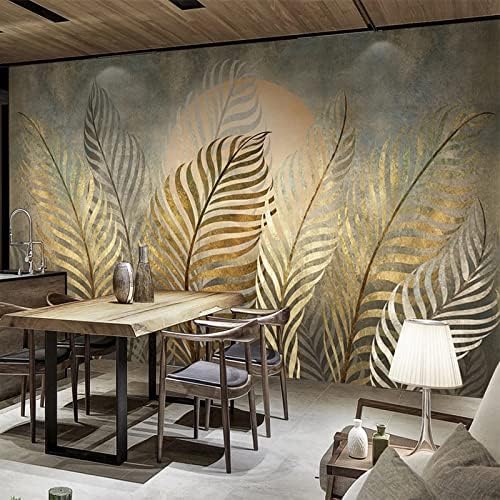 XLMING Gold Leaf Art Vintage Restaurant Cafe 3D Tapete Home Dekoration Wohnzimmer Sofa Schlafzimmer Tv Hintergrund Wand-400cm×280cm