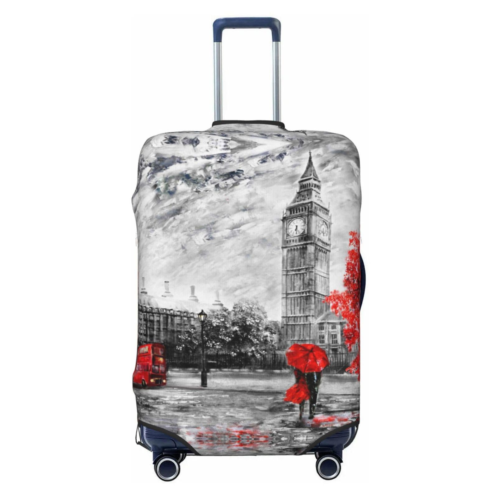 Miniks Red London Street Reisegepäckabdeckung, robuster Kofferschutz, passend für 45,7 - 81,3 cm große Gepäckstücke, Schwarz, Large