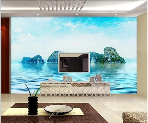 Blue Sky Lake Island 3D Tapete Poster Restaurant Schlafzimmer Wohnzimmer Sofa TV Dekorative Wand-400cm×280cm