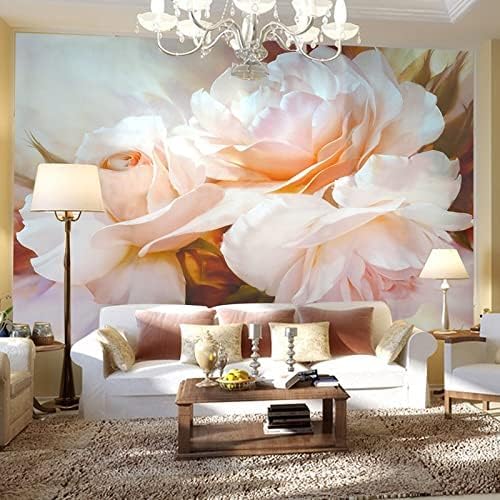 XLMING Antique Pink Rose Zimmeransicht 3D Tapete Home Dekoration Wohnzimmer Sofa Schlafzimmer Tv Hintergrund Wand-350cm×256cm