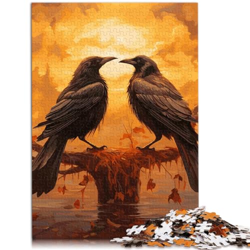 Puzzles Lernspiele Zwei Schwarze Raben Puzzles 1000 Teile für Erwachsene Holzpuzzle Lernpuzzle Viel Spaß beim Spielen (50x75cm)