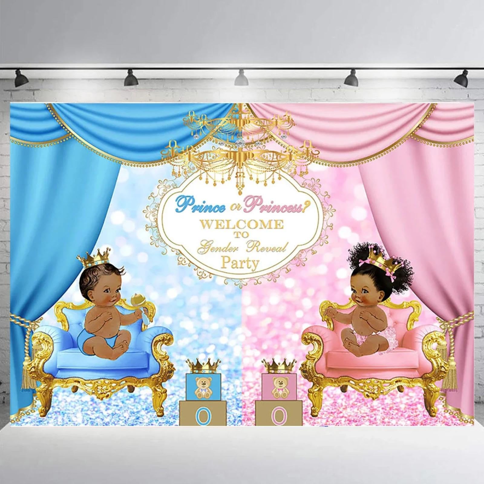 Stoff Prinz oder Prinzessin Geschlecht Enthüllen Hintergrund Royal Rosa oder Blau Vorhang Fotografie Hintergrund Familie Party Banner 240X180cm