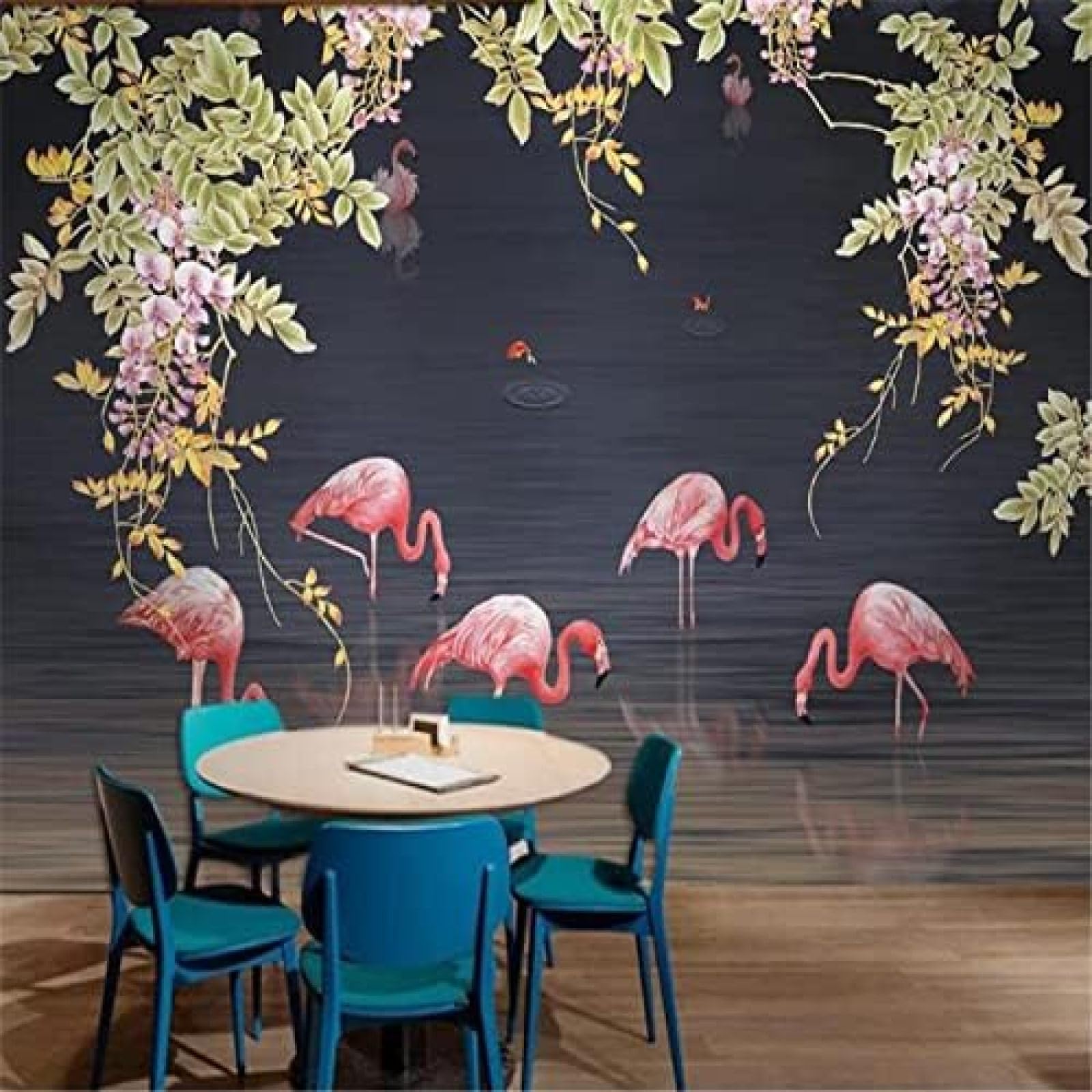 XLMING Handgemalte Flamingo-Dekoration 3D Tapete Wohnzimmer Sofa Schlafzimmer Esszimmer Home Dekoration Wand-350cm×256cm