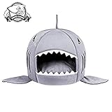 BADASS SHARKS Winter Pet Products Warm Soft Hund Haus Pet Schlafsack Shark Hundehütte Katzenbett Katzenhaus 42 cm/50 cm, 50cm, Grau