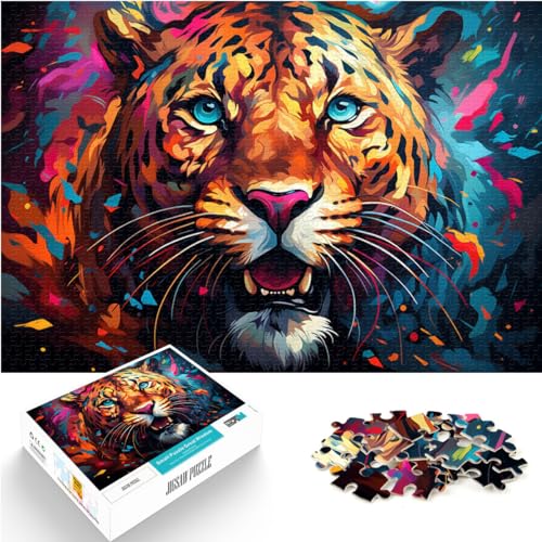 Puzzle-Geschenk, farbenfrohes legendäres Leoparden-Puzzle, 1000 Teile, für Erwachsene, Holzpuzzle zum Stressabbau, Urlaub zu Hause, Zeit totschlagen, 1000 Teile (50 x 75 cm)