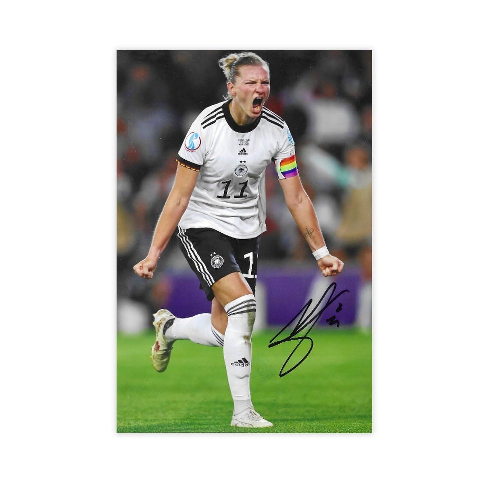 biegzc Fußball – Alexandra Popp – handsigniertes Foto, 30,5 x 20,3 cm – Deutsche Frauen – COA-Leinwand-Poster, Wandkunst, Dekordruck, Gemälde für Wohnzimmer, Schlafzimmer, Dekoration, 50 x 75 cm