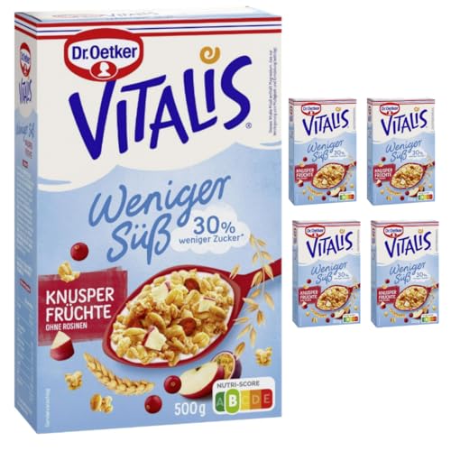 Dr. Oetker Vitalis Weniger süß Knusper Früchte Müsli 500 g X 5 Packungen