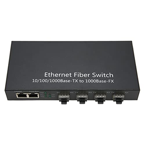 Garsent Gigabit-Ethernet-Switch, SFP-Ethernet-Glasfaser-Switch mit 4 Optischen Ports und 2 Elektrischen Ports, Unterstützt Mdi, Mdi X Port Auto Flip, Bis zu 120 Km, Voll- und