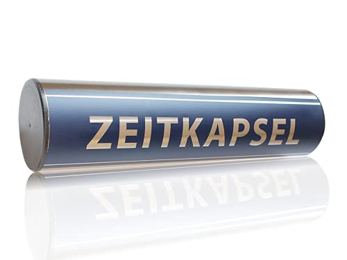 Zeitkapsel by Bulktex Ø76mm Höhe 100mm Grundsteinlegung Dokumentenrolle Hochzeit Geburtstag Geschenk im Neuen Design Edelstahl V2A