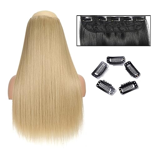 Clip-in-Haarverlängerungen Glatte Haarverlängerungen, 61 cm lang, glatt, einteilig, 5 Clips, Clip-in-Haarverlängerungen, synthetische Haarteile for Damen Clip-in-Haarverlängerungen aus Echthaar(SG66 M