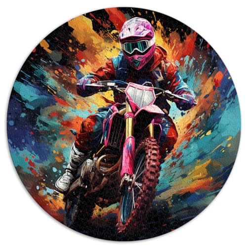 Puzzle für Motocross, farbenfrohes Puzzle für Erwachsene, 1000 Teile, 67,5 x 67,5 cm, Lernpuzzle für anspruchsvolles Puzzlespiel und Familienspiel